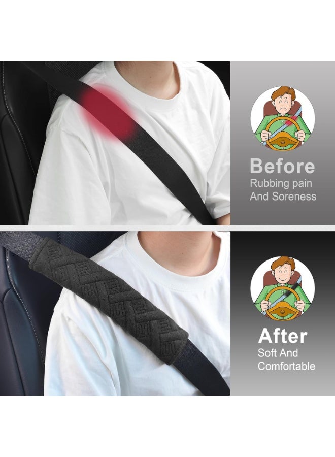 2 حزمة عالمية السيارة حزام الأمان وسادات غطاء لقيادة أكثر راحة، حزام الأمان حزام الكتف يغطي تسخير وسادة للسيارات الملحقات الداخلية (الأسود) - Image 5